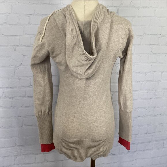 ⭐ 3/$15 Vintage Y2K Ashley Medium Tan Pink Hooded Sweatshirt With Pouch Pocket - Picture 5 of 8